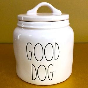 Rae Dunn Magenta Ceramic Pet Treat Canister Inscribed GOOD DOG